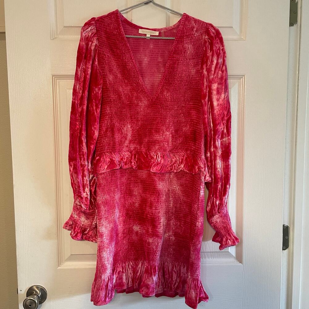 LoveShackFancy Evan Shirred Ruffle Mini Dress size Large
